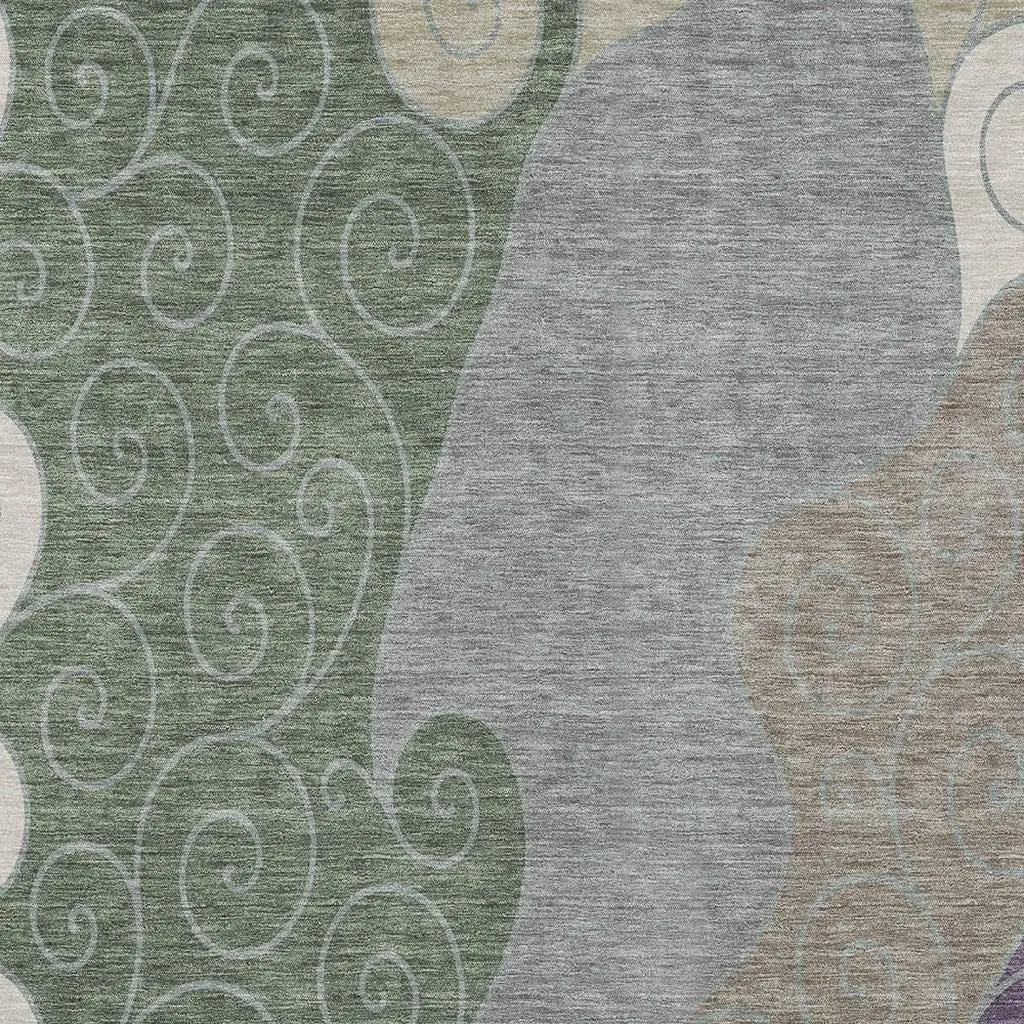 9' X 12' Pewter And Taupe Abstract Washable Indoor Outdoor Area Rug Homeroots Outdoor
