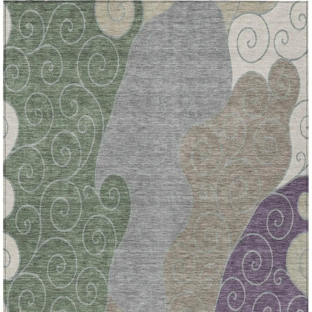 9' X 12' Pewter And Taupe Abstract Washable Indoor Outdoor Area Rug Homeroots Outdoor