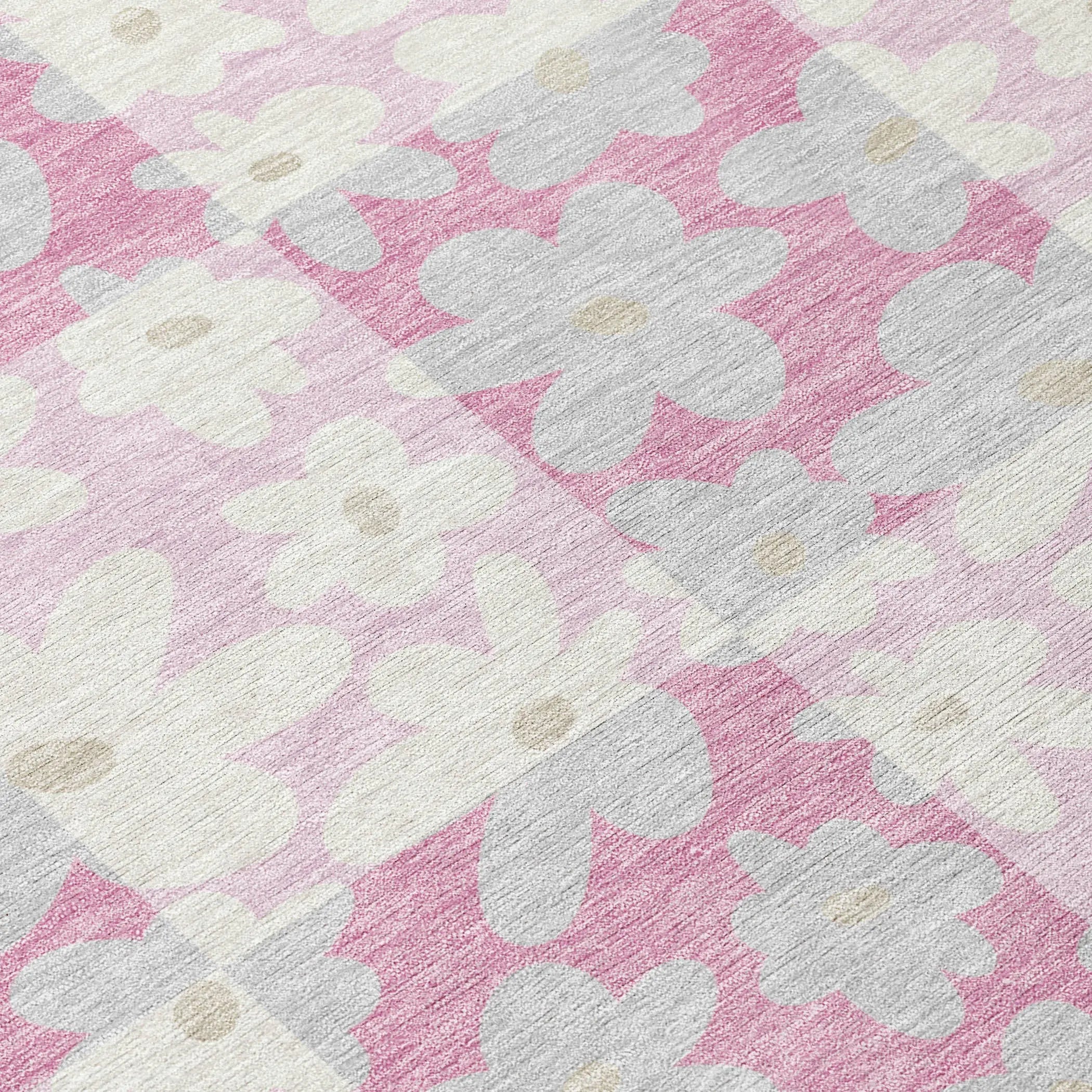 9' X 12' Pink And Gray Floral Washable Indoor Outdoor Area Rug Homeroots Outdoor