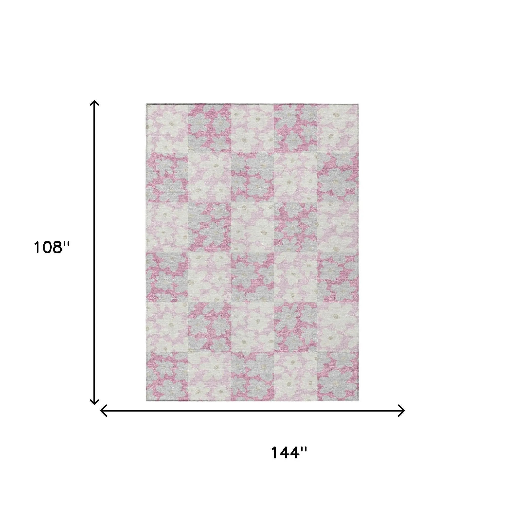 9' X 12' Pink And Gray Floral Washable Indoor Outdoor Area Rug Homeroots Outdoor