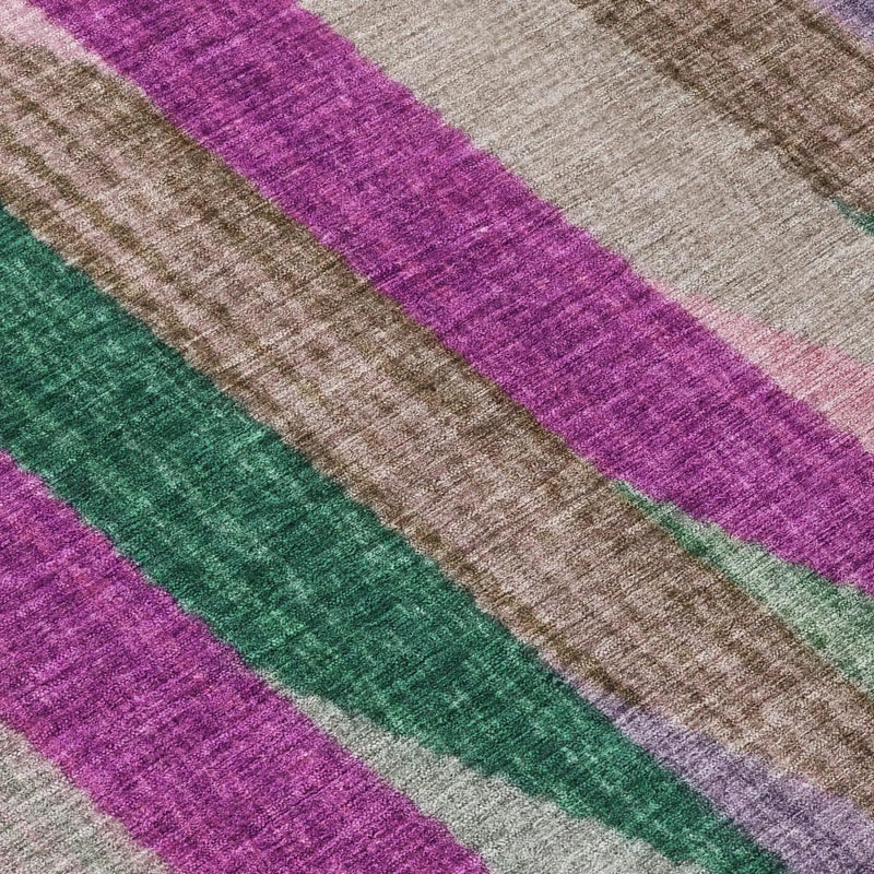 9' X 12' Pink And Green Striped Washable Indoor Outdoor Area Rug Homeroots Outdoor