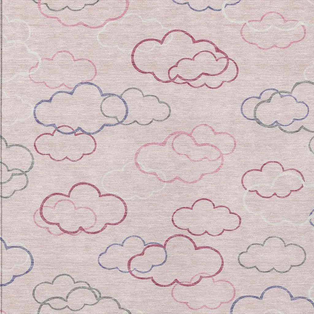9' X 12' Pink And Ivory Abstract Washable Indoor Outdoor Area Rug Homeroots Outdoor
