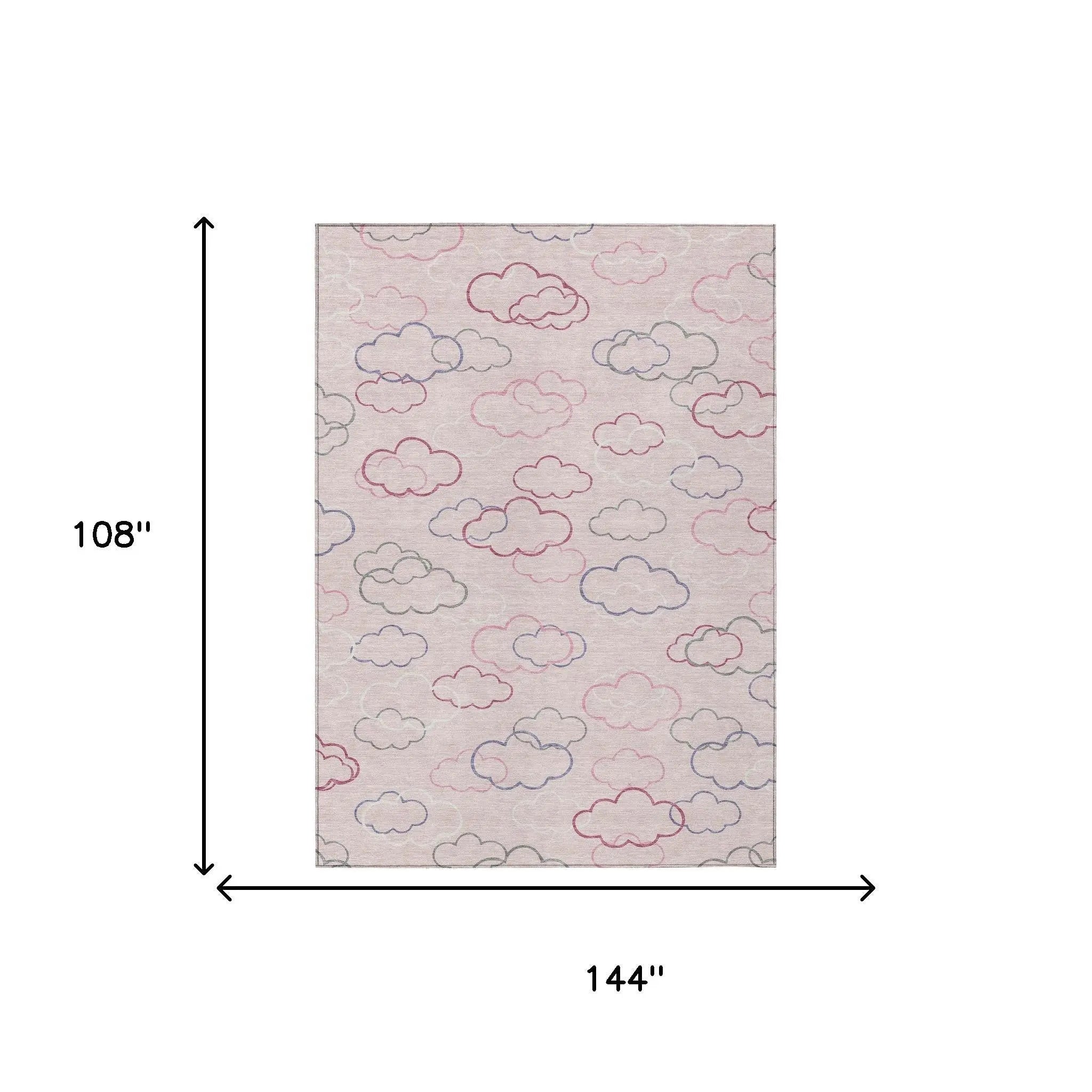 9' X 12' Pink And Ivory Abstract Washable Indoor Outdoor Area Rug Homeroots Outdoor