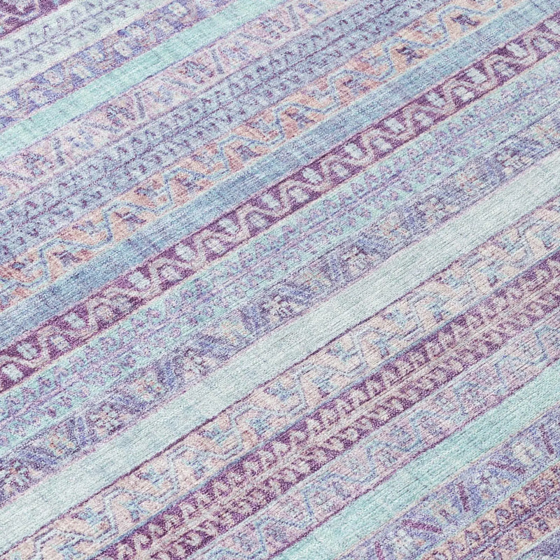 9' X 12' Pink And Lavender Striped Washable Indoor Outdoor Area Rug Homeroots Outdoor