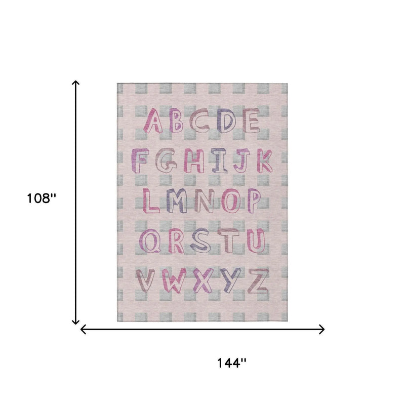 9' X 12' Pink And Linen Geometric Washable Indoor Outdoor Area Rug Homeroots Outdoor