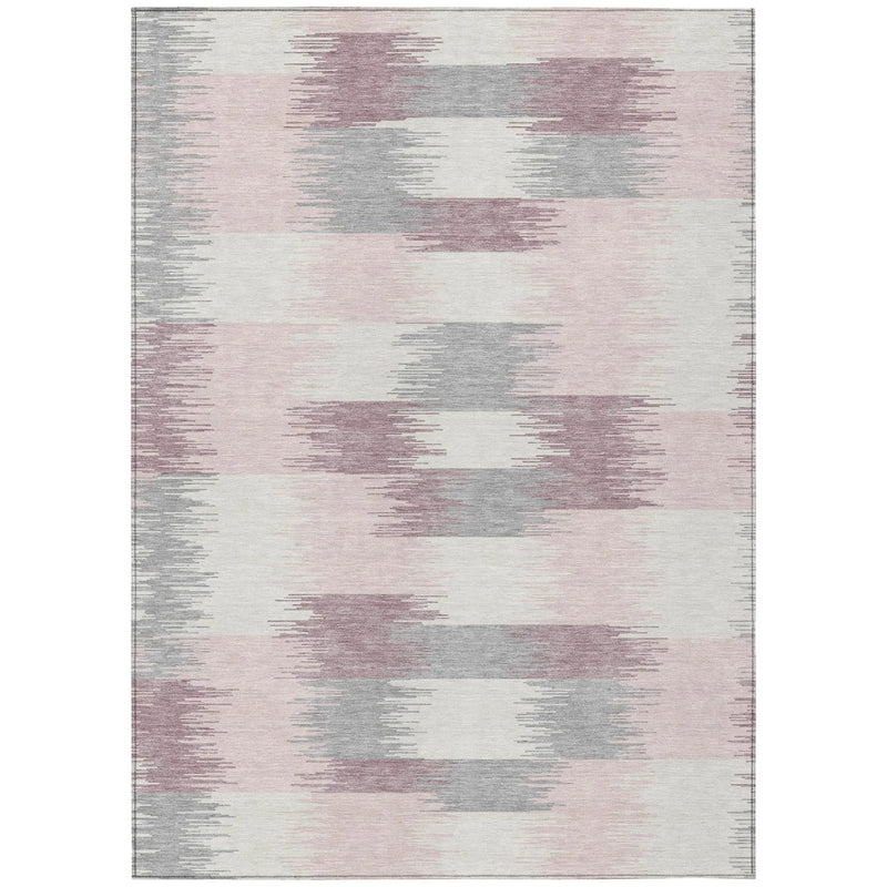9' X 12' Pink And Linen Geometric Washable Indoor Outdoor Area Rug Homeroots Outdoor