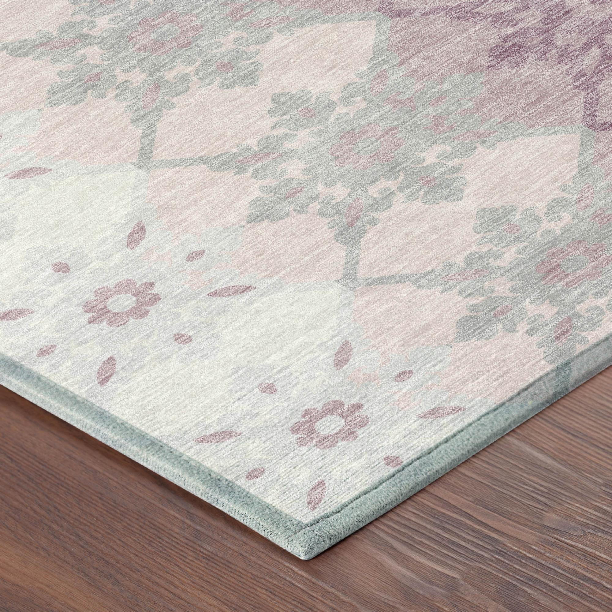 9' X 12' Pink And Pearl Floral Medallion Washable Indoor Outdoor Area Rug Homeroots Outdoor