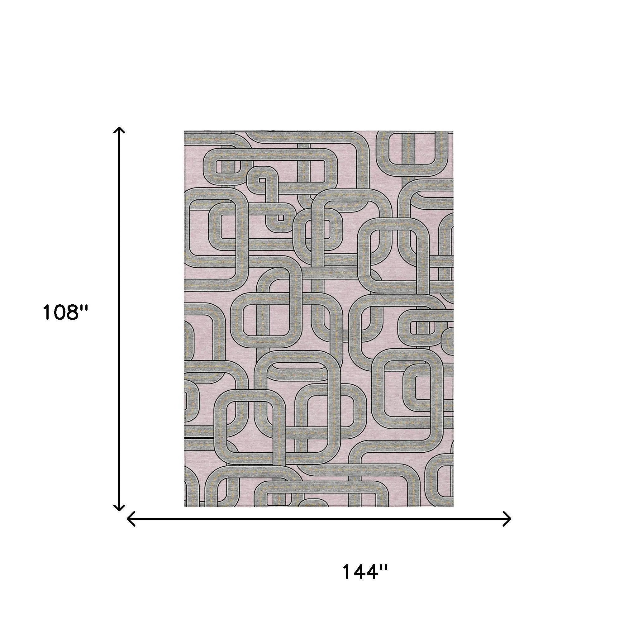 9' X 12' Pink And Pewter Geometric Washable Indoor Outdoor Area Rug Homeroots Outdoor