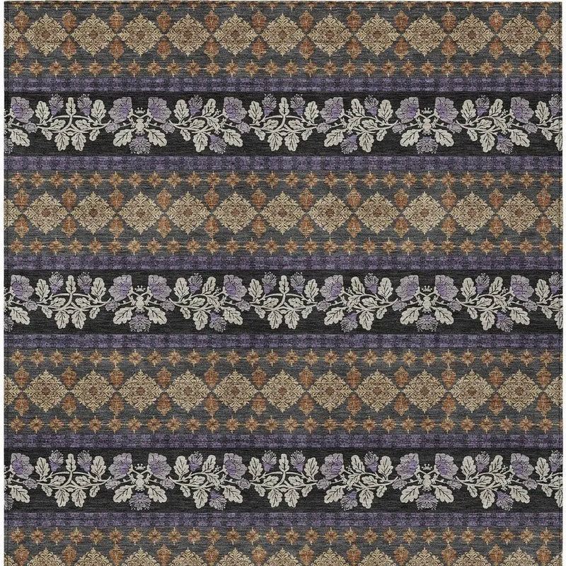 9' X 12' Plum And Copper Striped Washable Indoor Outdoor Area Rug Homeroots Outdoor