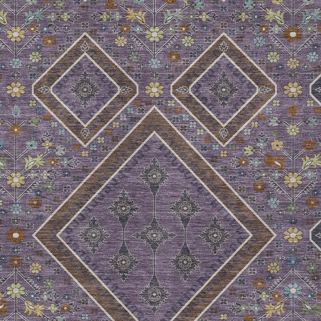9' X 12' Plum And Eggplant Medallion Washable Indoor Outdoor Area Rug Homeroots Outdoor