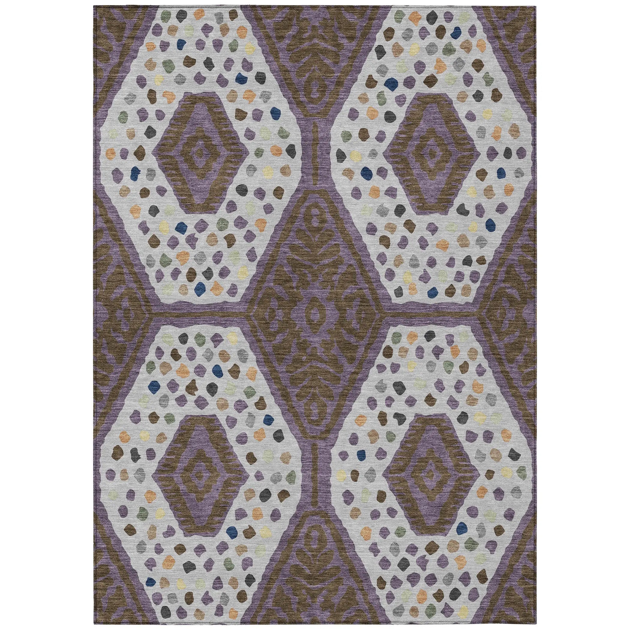 9' X 12' Plum And Eggplant Tribal Washable Indoor Outdoor Area Rug Homeroots Outdoor