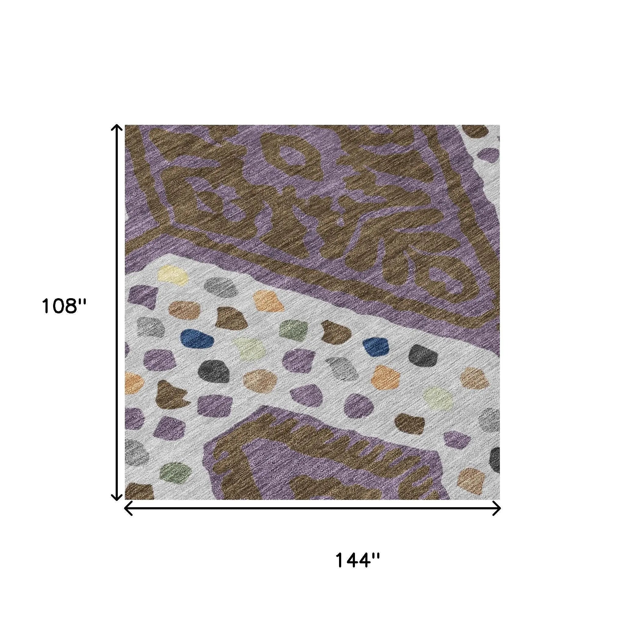 9' X 12' Plum And Eggplant Tribal Washable Indoor Outdoor Area Rug Homeroots Outdoor