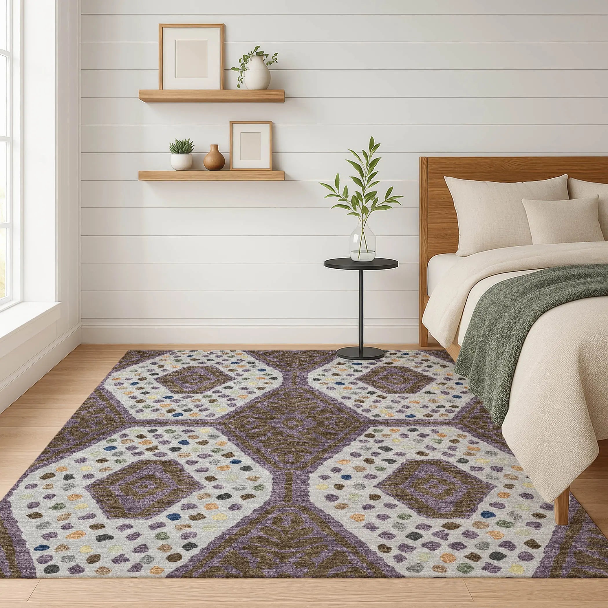 9' X 12' Plum And Eggplant Tribal Washable Indoor Outdoor Area Rug Homeroots Outdoor