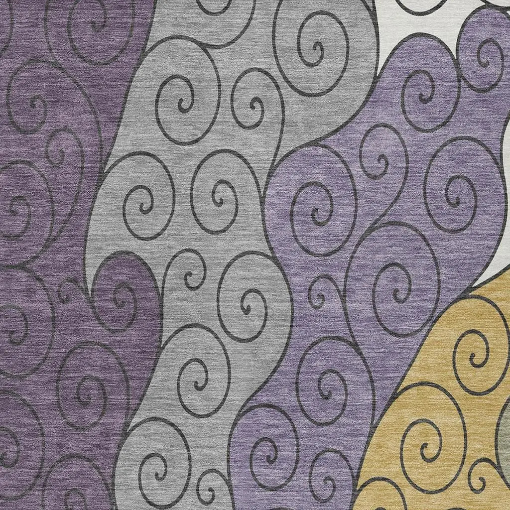 9' X 12' Plum And Gray Abstract Washable Indoor Outdoor Area Rug Homeroots Outdoor