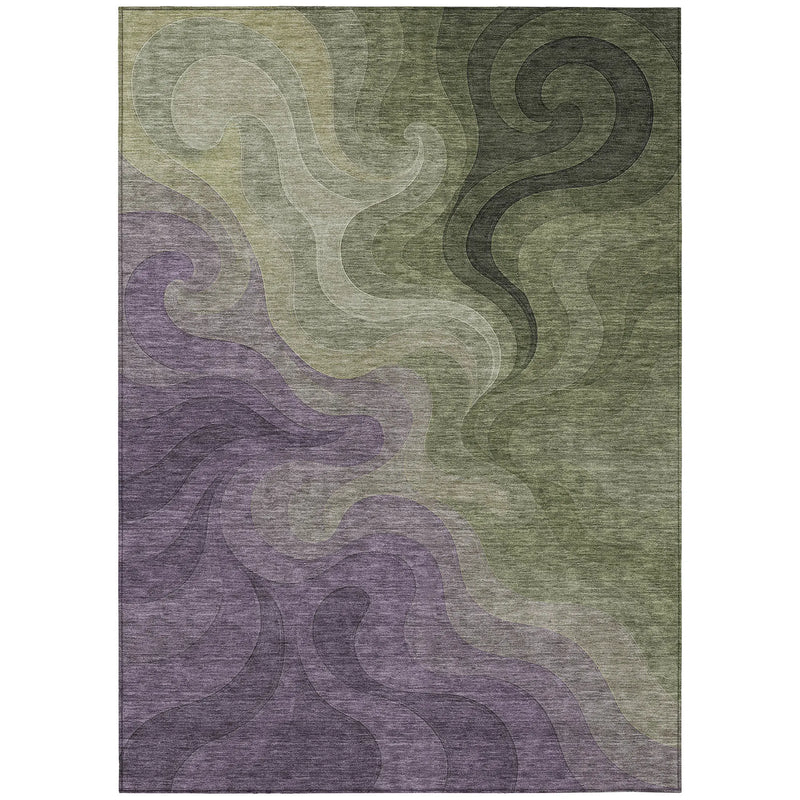 9' X 12' Plum And Green Abstract Washable Indoor Outdoor Area Rug Homeroots Outdoor