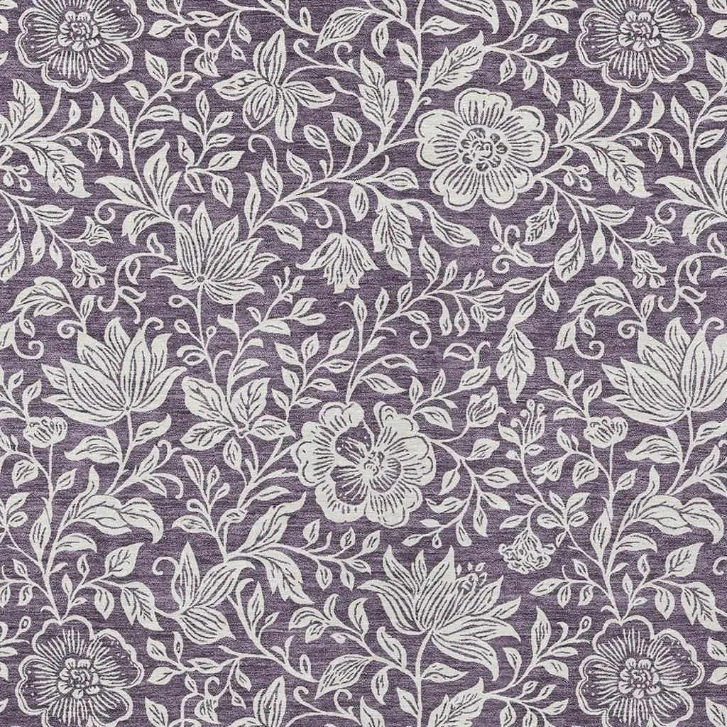 9' X 12' Plum And Ivory Floral Washable Indoor Outdoor Area Rug Homeroots Outdoor