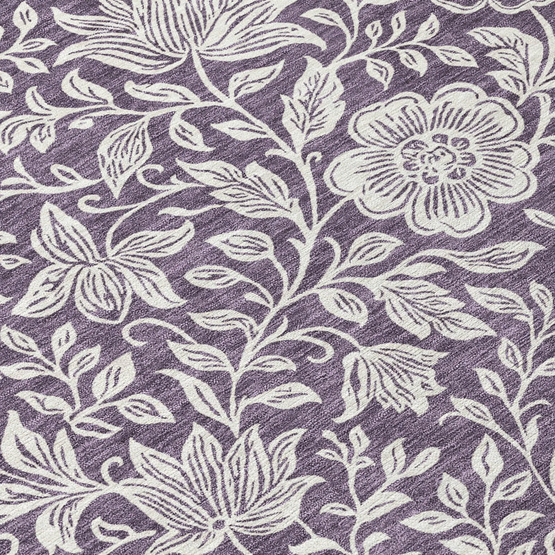 9' X 12' Plum And Ivory Floral Washable Indoor Outdoor Area Rug Homeroots Outdoor
