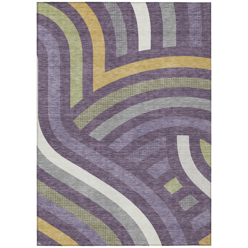 9' X 12' Plum And Purple Abstract Washable Indoor Outdoor Area Rug Homeroots Outdoor