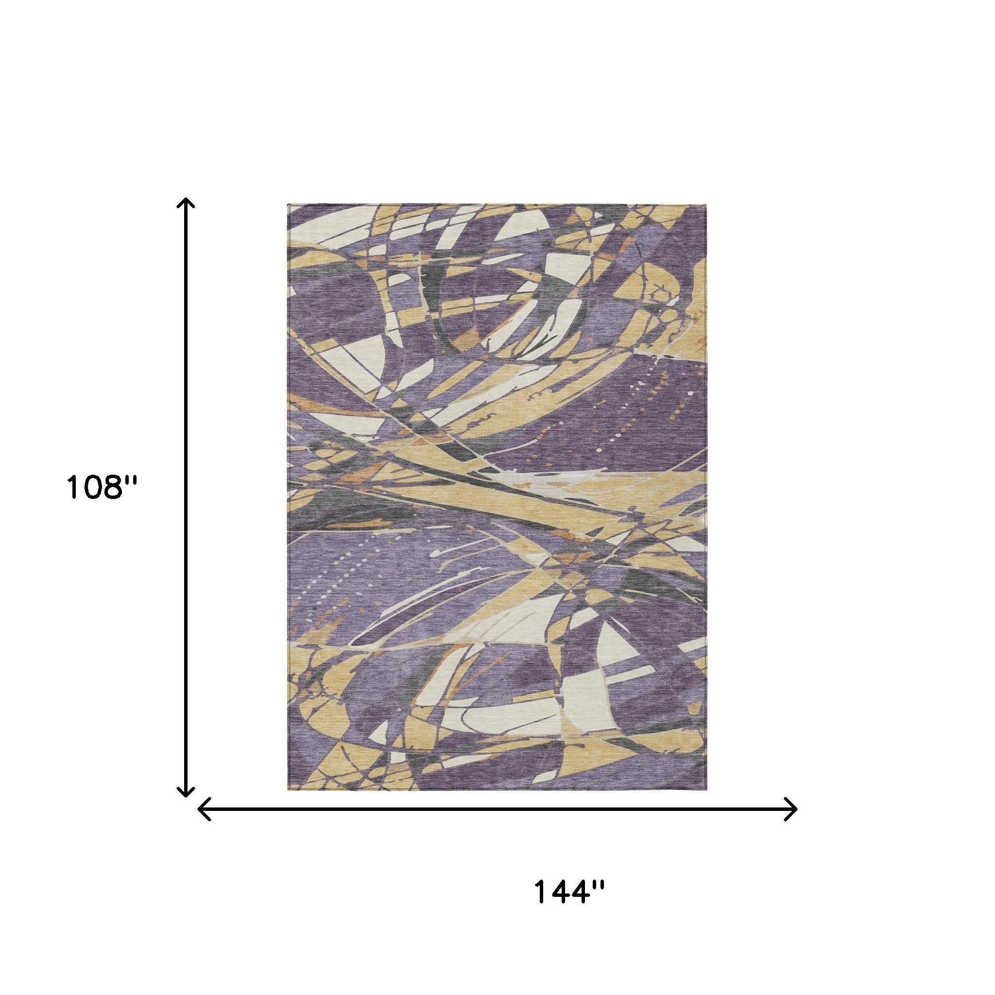 9' X 12' Plum And Purple Abstract Washable Indoor Outdoor Area Rug Homeroots Outdoor