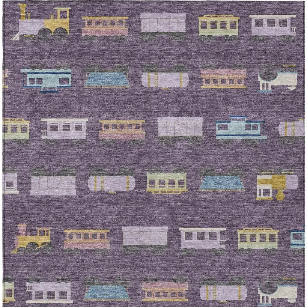 9' X 12' Plum And Purple Abstract Washable Indoor Outdoor Area Rug Homeroots Outdoor