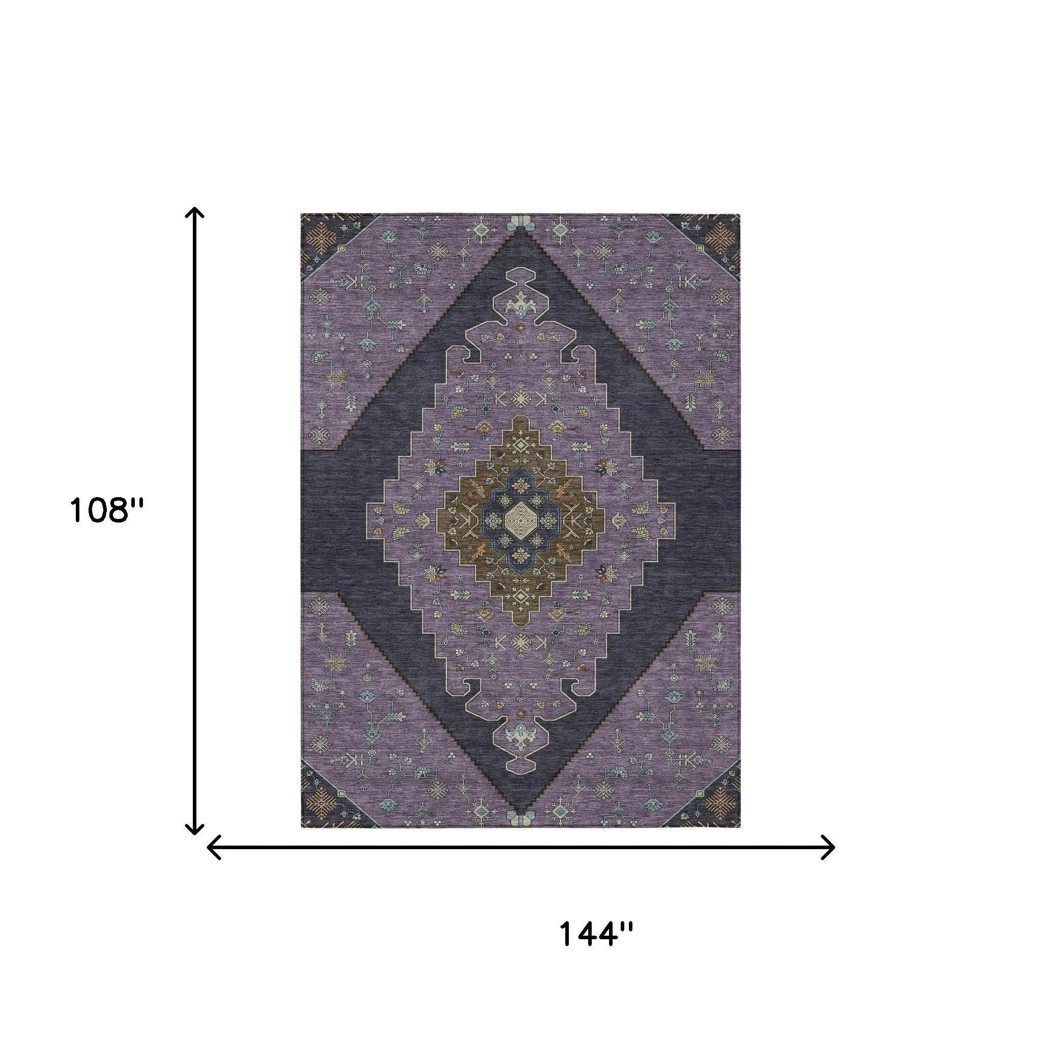 9' X 12' Plum And Purple Geometric Washable Indoor Outdoor Area Rug Homeroots Outdoor
