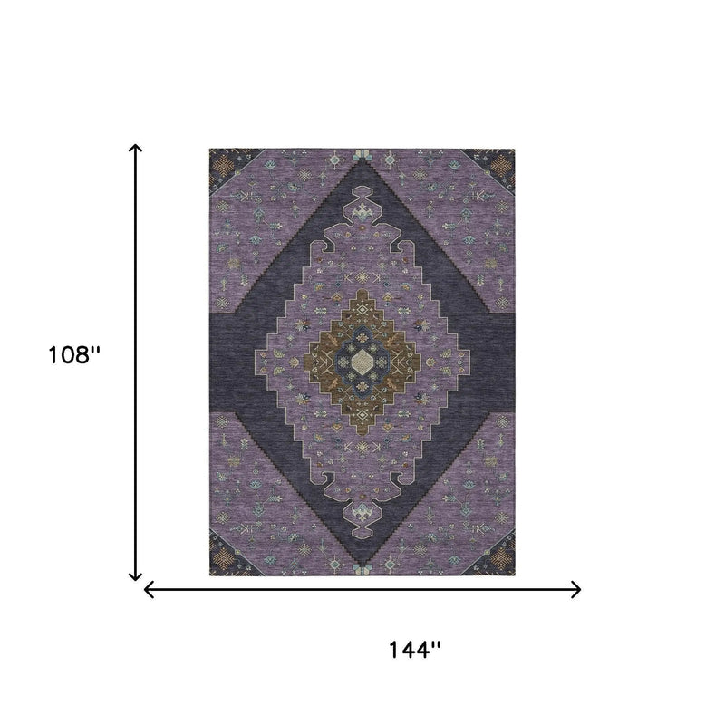 9' X 12' Plum And Purple Geometric Washable Indoor Outdoor Area Rug Homeroots Outdoor