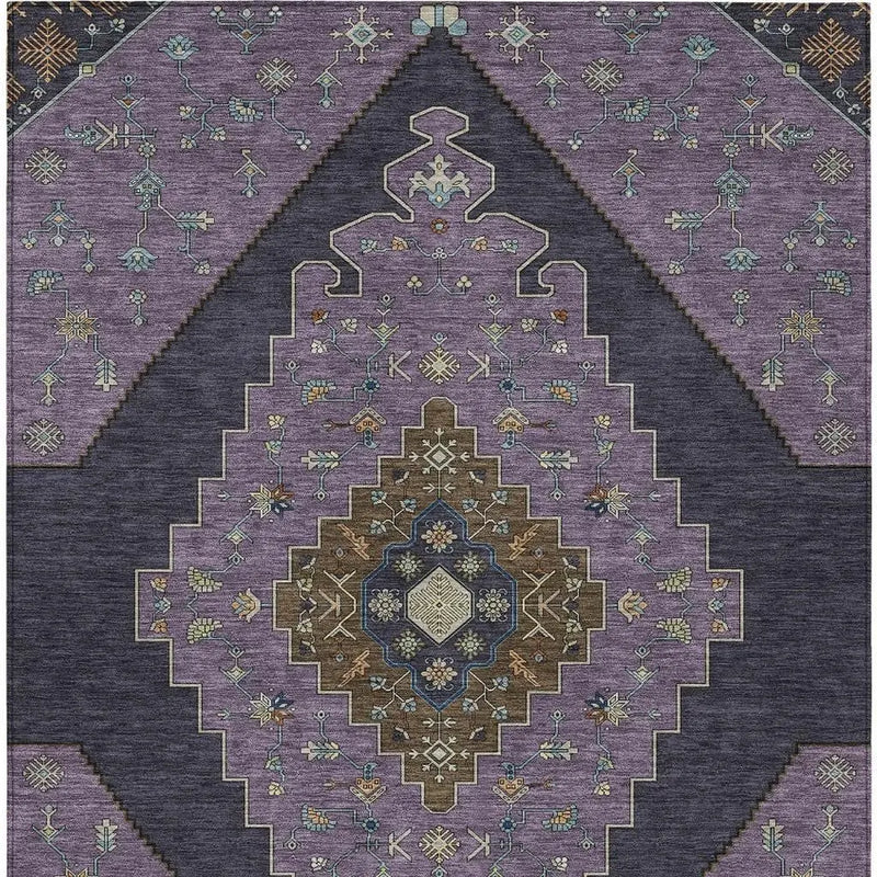 9' X 12' Plum And Purple Geometric Washable Indoor Outdoor Area Rug Homeroots Outdoor