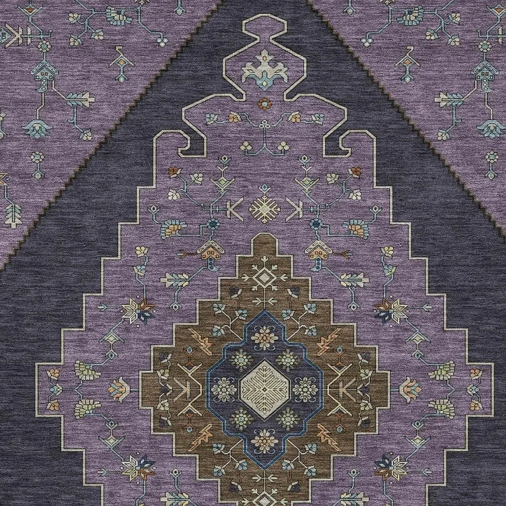 9' X 12' Plum And Purple Geometric Washable Indoor Outdoor Area Rug Homeroots Outdoor