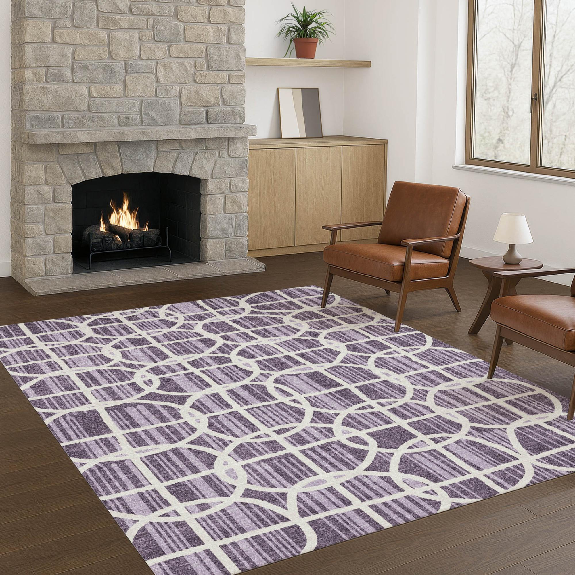 9' X 12' Plum And Purple Geometric Washable Indoor Outdoor Area Rug Homeroots Outdoor