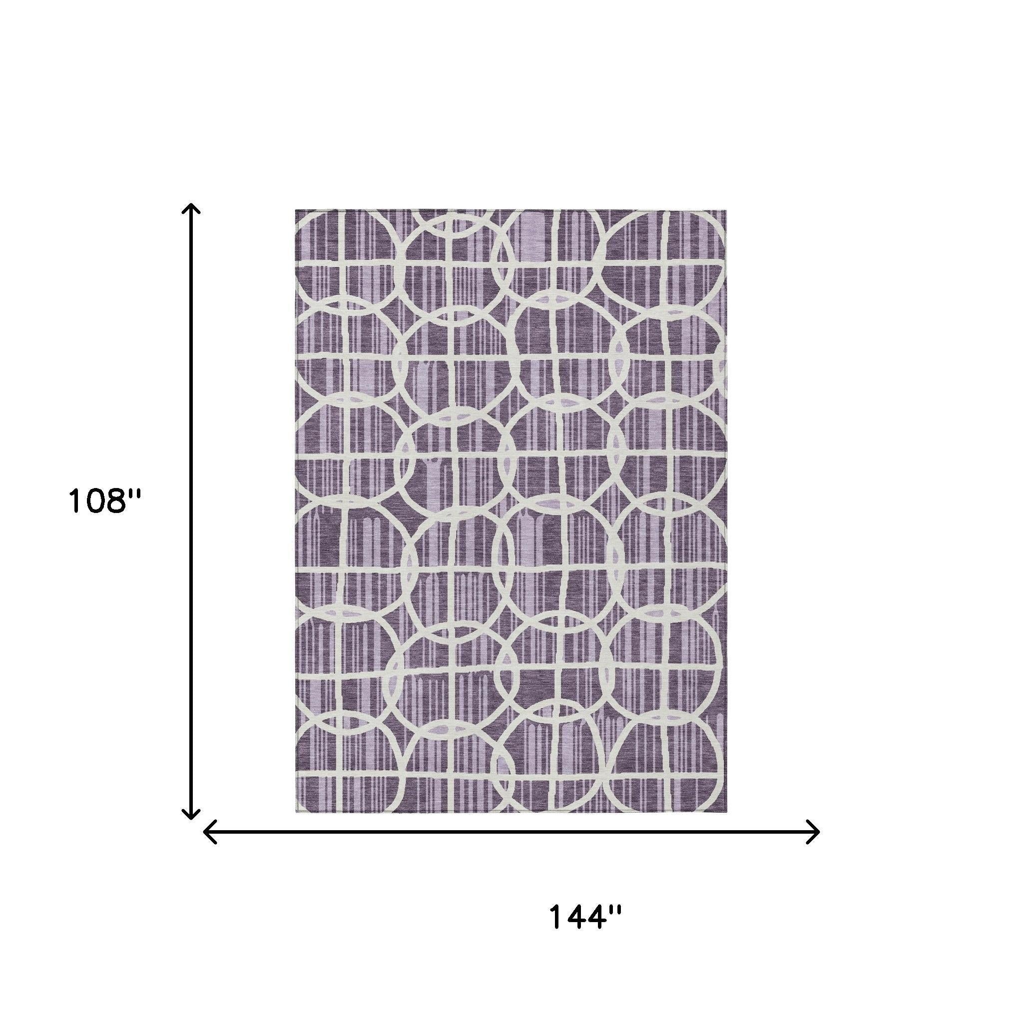 9' X 12' Plum And Purple Geometric Washable Indoor Outdoor Area Rug Homeroots Outdoor