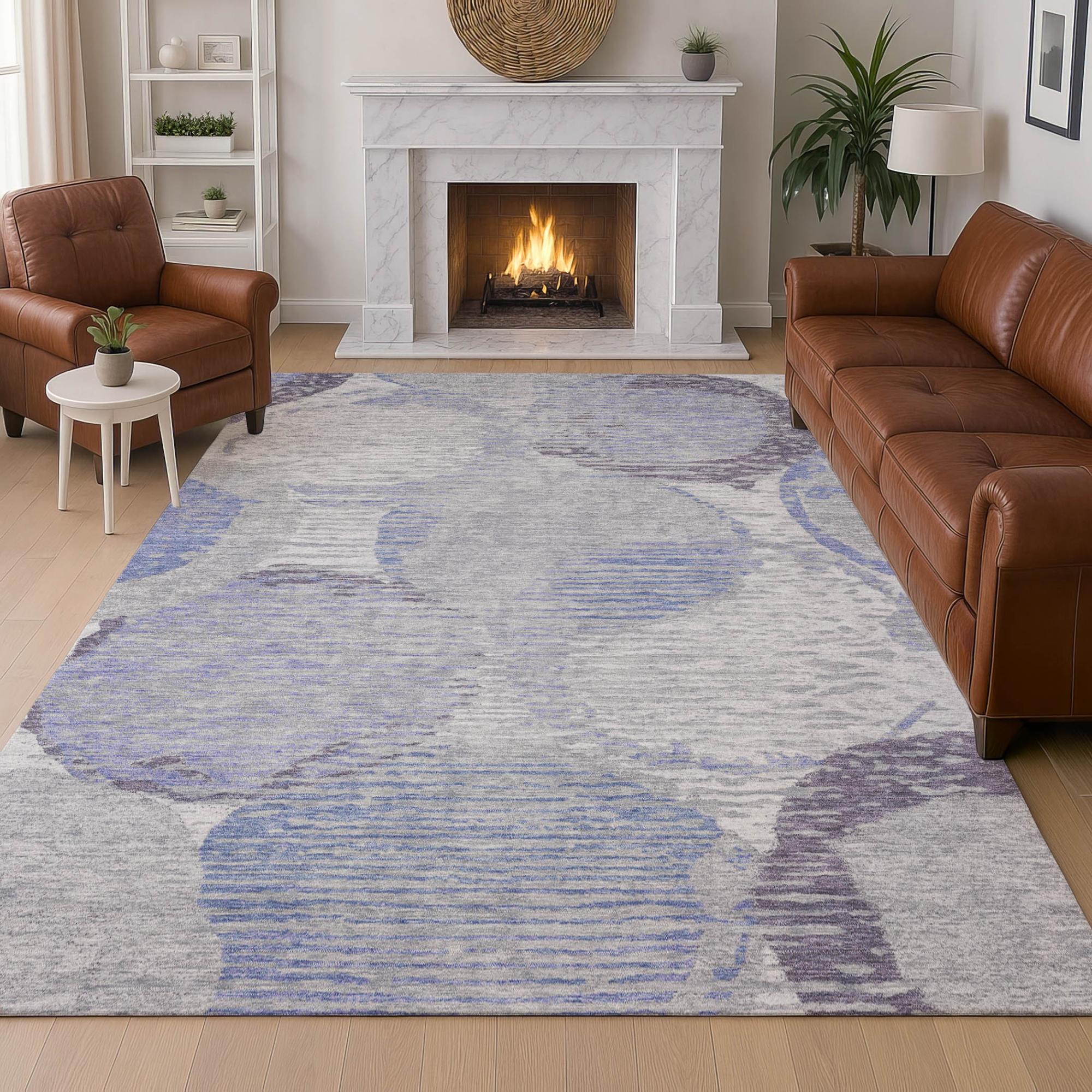 9' X 12' Plum And Purple Geometric Washable Indoor Outdoor Area Rug Homeroots Outdoor