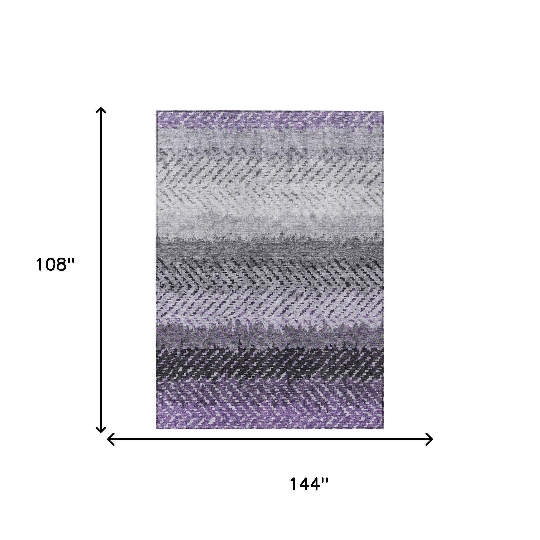 9' X 12' Plum And Purple Striped Washable Indoor Outdoor Area Rug Homeroots Outdoor