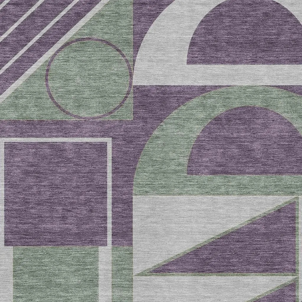 9' X 12' Plum And Silver Geometric Washable Indoor Outdoor Area Rug Homeroots Outdoor