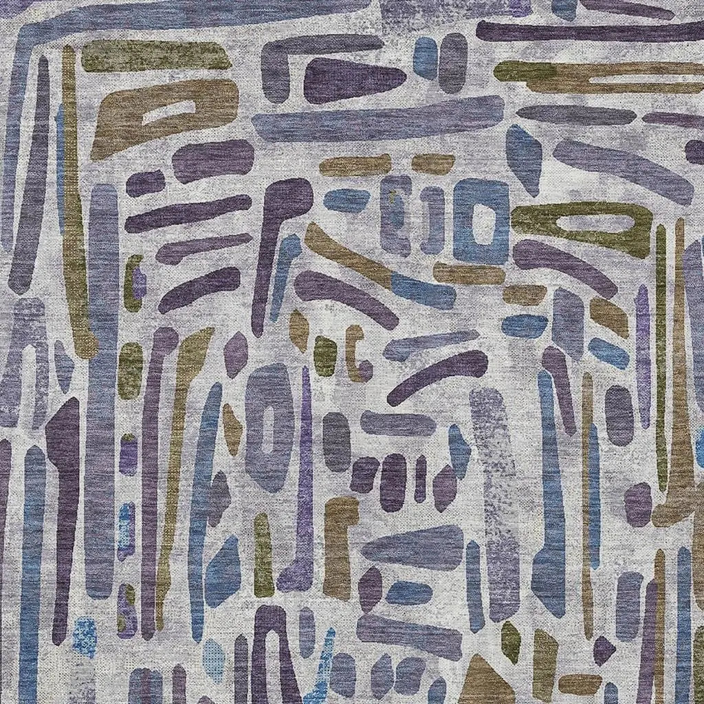 9' X 12' Purple And Brown Abstract Washable Indoor Outdoor Area Rug Homeroots Outdoor