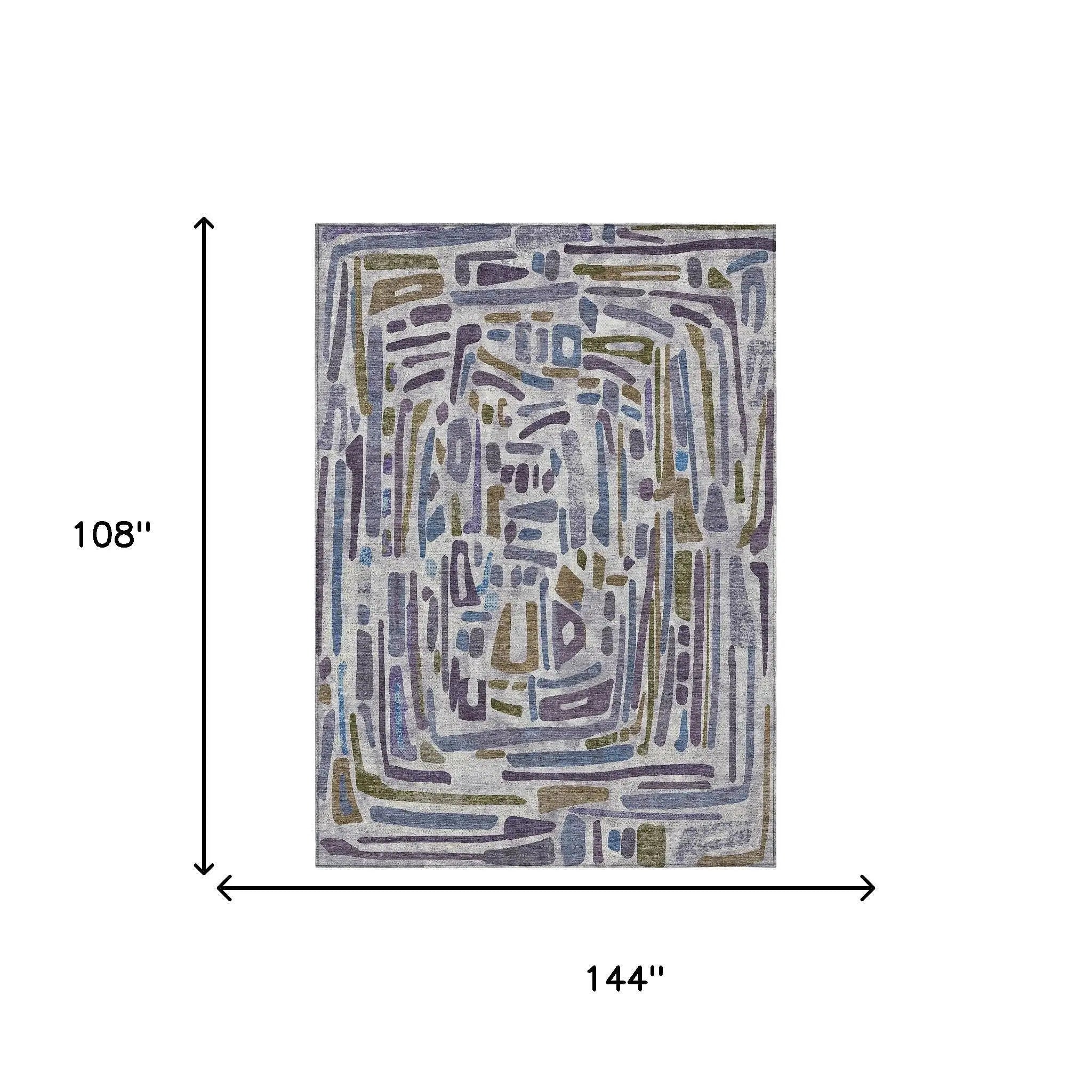 9' X 12' Purple And Brown Abstract Washable Indoor Outdoor Area Rug Homeroots Outdoor