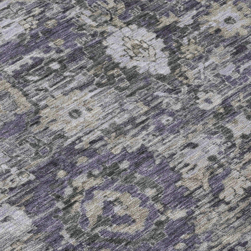 9' X 12' Purple And Gray Floral Washable Indoor Outdoor Area Rug Homeroots Outdoor