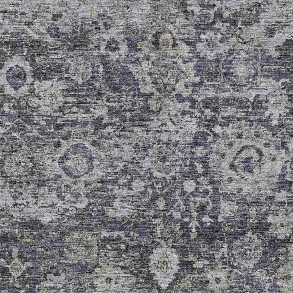 9' X 12' Purple And Gray Floral Washable Indoor Outdoor Area Rug Homeroots Outdoor