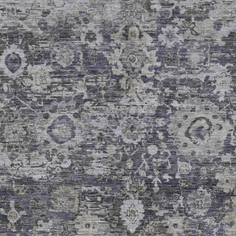 9' X 12' Purple And Gray Floral Washable Indoor Outdoor Area Rug Homeroots Outdoor