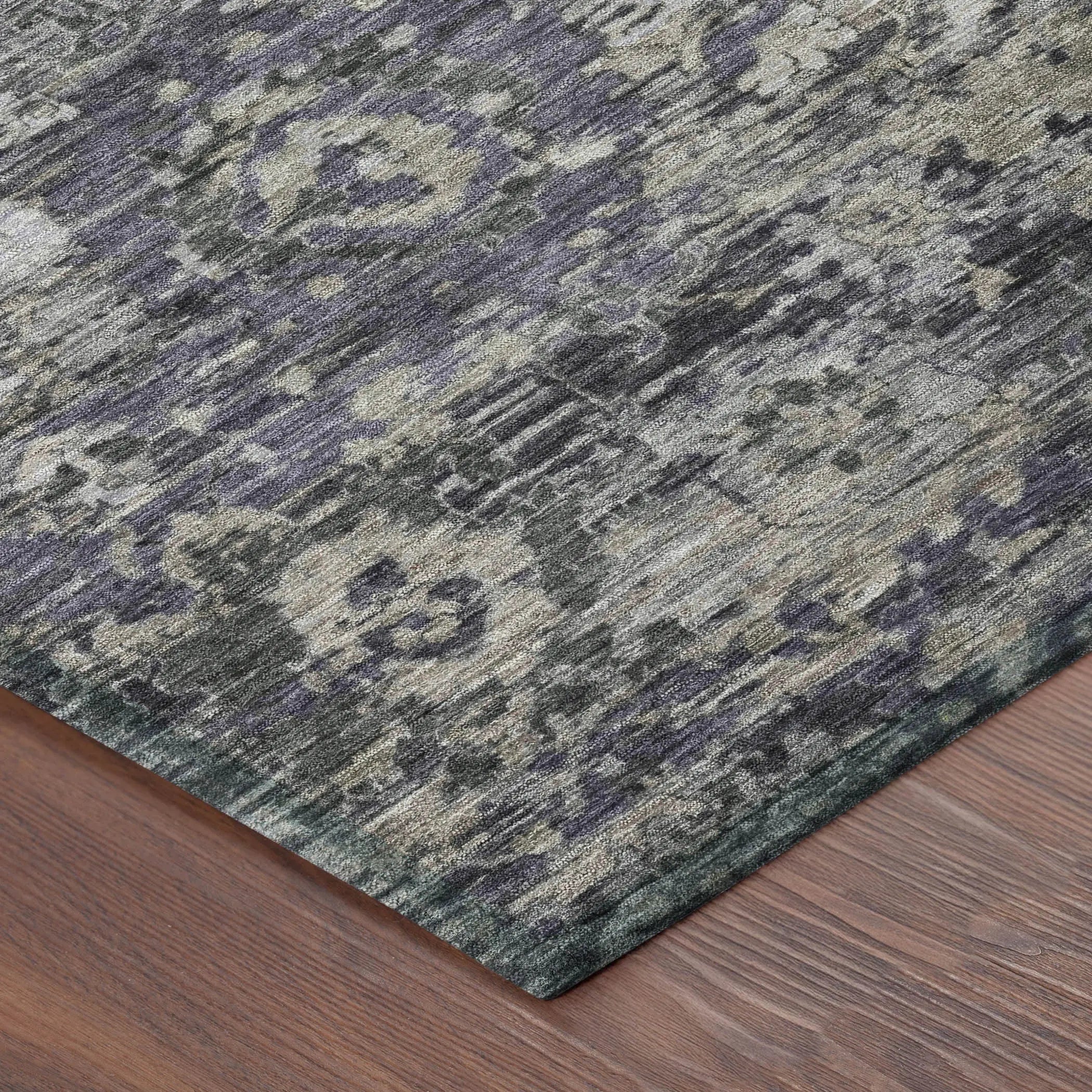 9' X 12' Purple And Gray Floral Washable Indoor Outdoor Area Rug Homeroots Outdoor