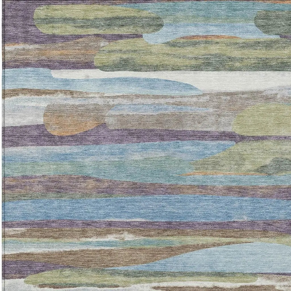 9' X 12' Purple And Green Abstract Washable Indoor Outdoor Area Rug Homeroots Outdoor