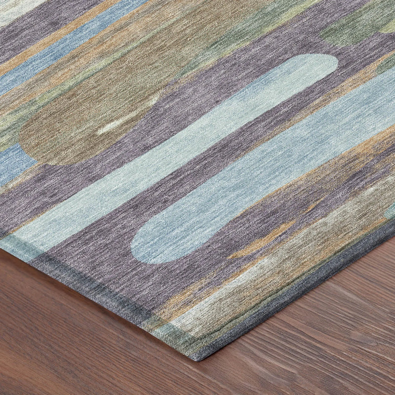 9' X 12' Purple And Green Abstract Washable Indoor Outdoor Area Rug Homeroots Outdoor