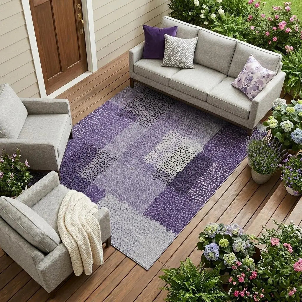 9' X 12' Purple And Lavender Abstract Washable Indoor Outdoor Area Rug Homeroots Outdoor