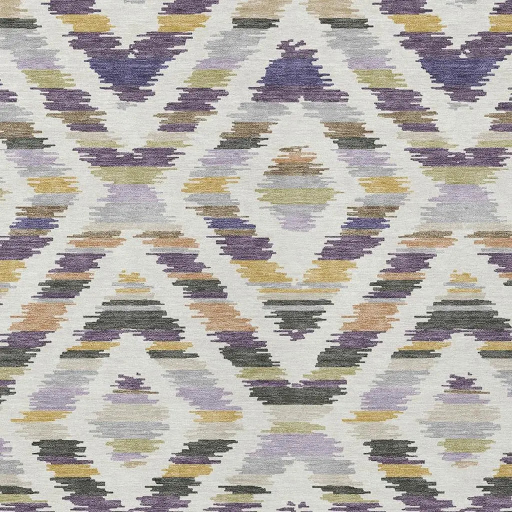 9' X 12' Purple And Lavender Tribal Washable Indoor Outdoor Area Rug Homeroots Outdoor