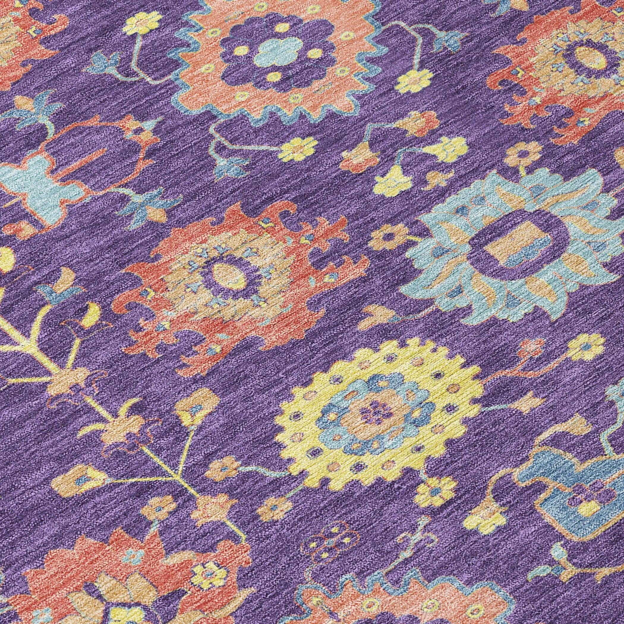 9' X 12' Purple And Plum Geometric Washable Indoor Outdoor Area Rug Homeroots Outdoor