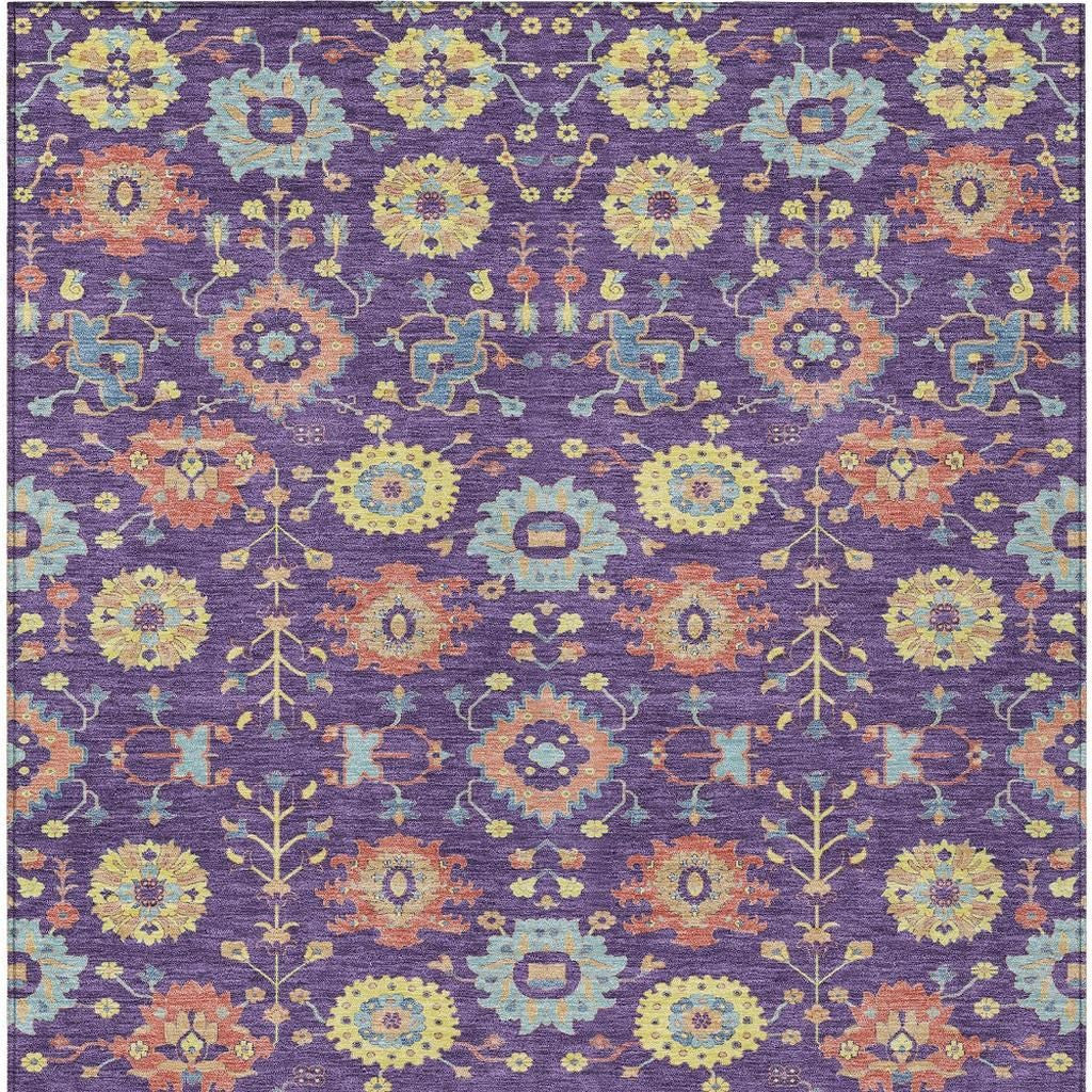 9' X 12' Purple And Plum Geometric Washable Indoor Outdoor Area Rug Homeroots Outdoor