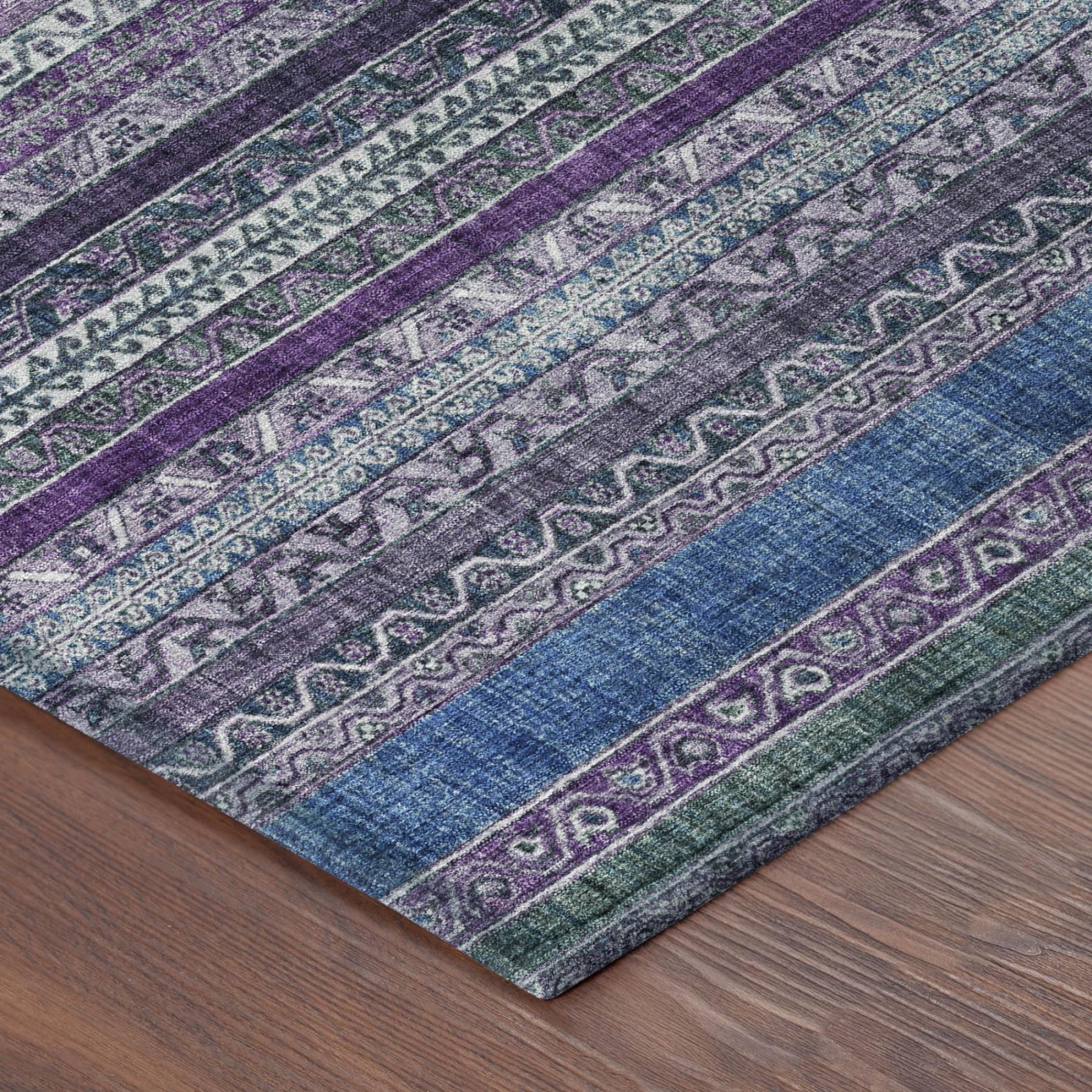 9' X 12' Purple And Plum Striped Washable Indoor Outdoor Area Rug Homeroots Outdoor