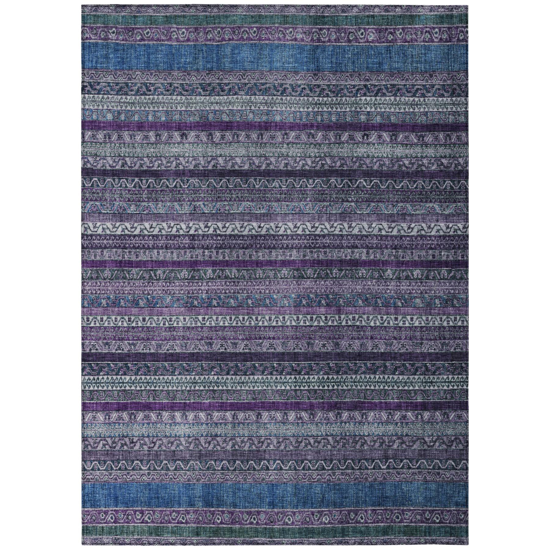 9' X 12' Purple And Plum Striped Washable Indoor Outdoor Area Rug Homeroots Outdoor