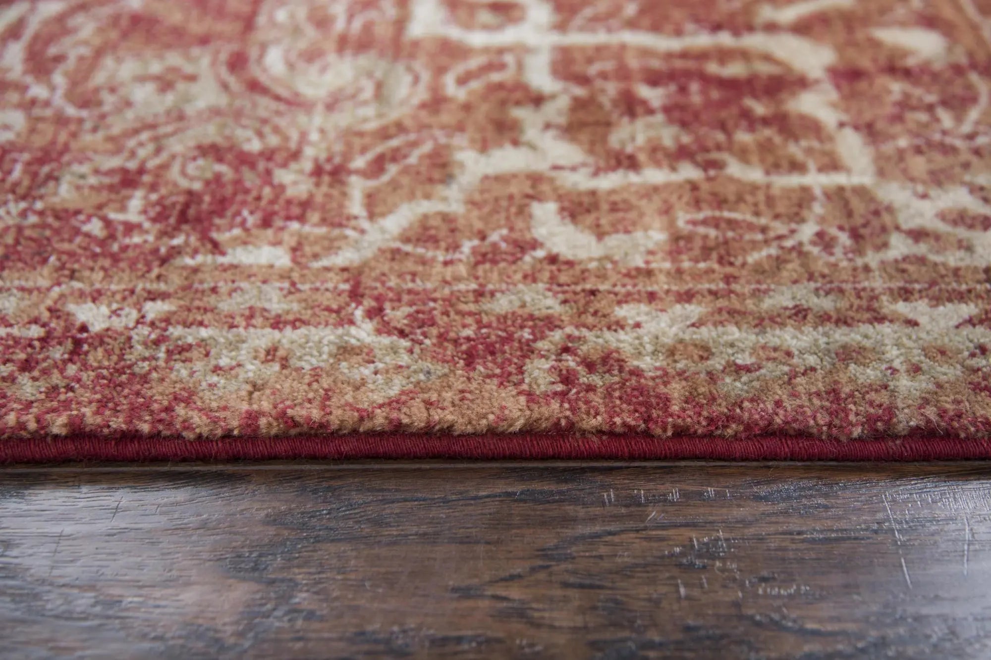 9' X 12' Red And Beige New Zealand Lambs Wool Medallion Hand Carved Handmade Area Rug Homeroots Home Decor
