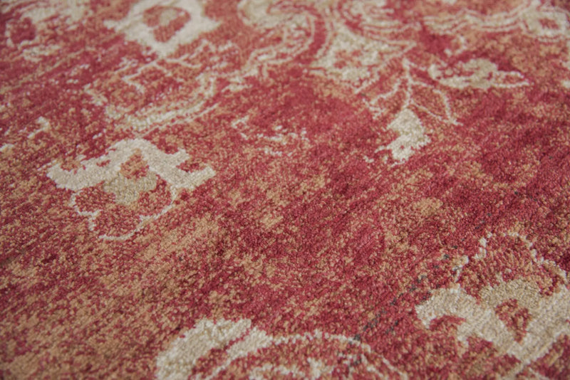 9' X 12' Red And Beige New Zealand Lambs Wool Medallion Hand Carved Handmade Area Rug Homeroots Home Decor