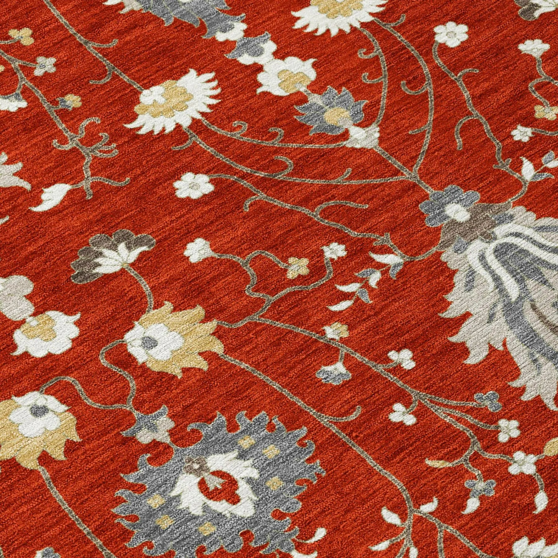 9' X 12' Red And Beige Oriental Washable Indoor Outdoor Area Rug Homeroots Outdoor